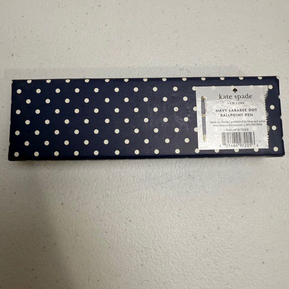 KATE SPADE NEW YORK NAVY LARABEE DOT BALL POINT PEN NEW IN GIFT BOX BLACK INK - Picture 5 of 6